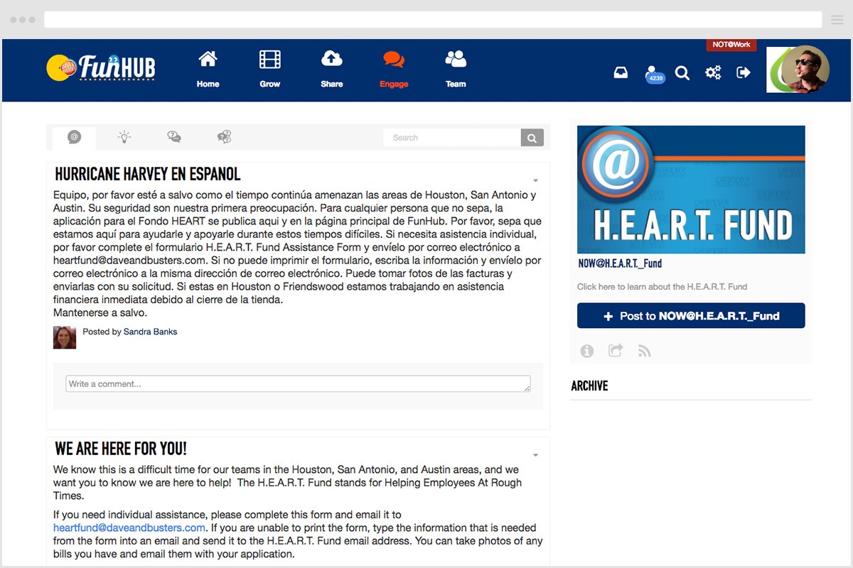 Wisetail LMS partner Dave and Busters and their wellness program "H.E.A.R.T. Fund".