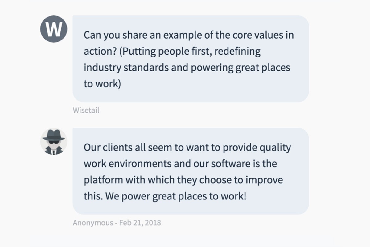 Our Wisetail LMS team used Officevibe to get feedback from our employees about our manifesto.