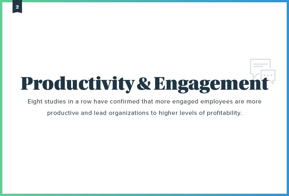 The graphic for productivity and engagement, the second of the 4 ROI's of Learning and Development you need to explain to your stakeholders by Wisetail LMS.
