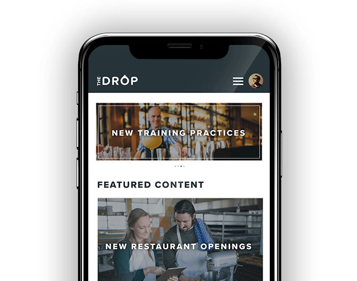 The Wisetail LMS for restaurants displays a phone with an LMS with restaurant content.