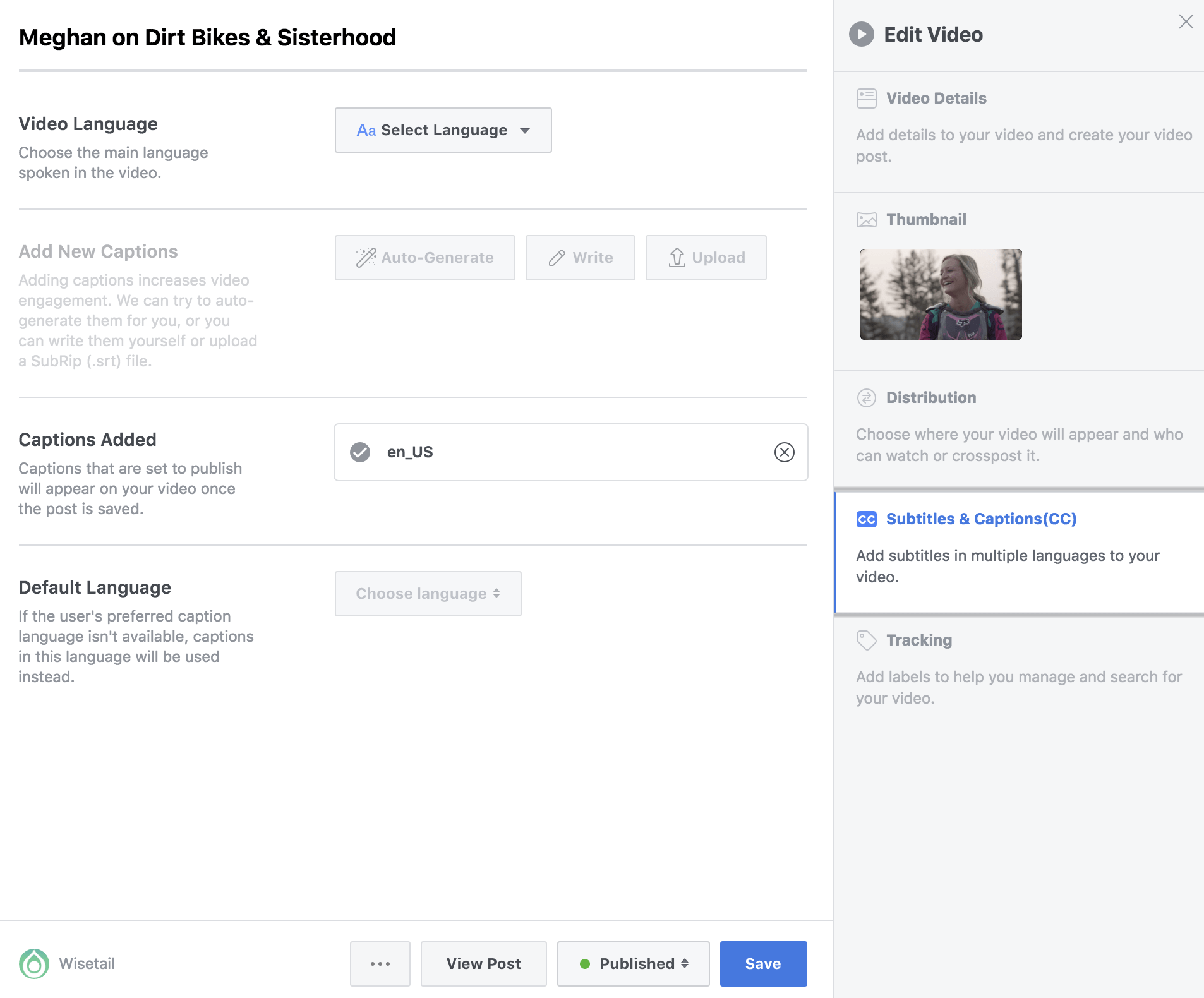 Wisetail video captions