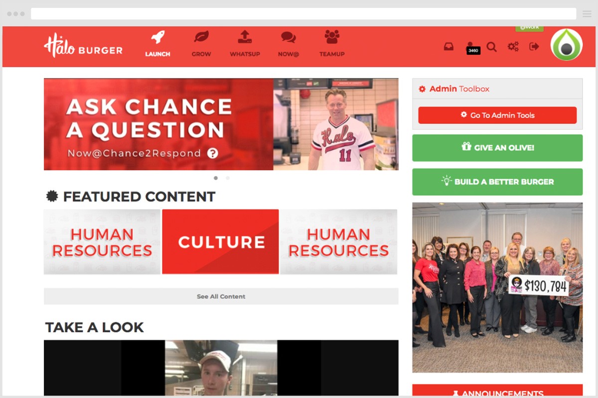 Halo Burger utilizes Wisetail's NOW@ Feature to connect learners to leadership. Learner Engagement.