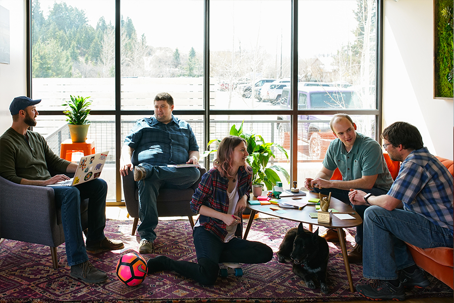 group learning in a room
