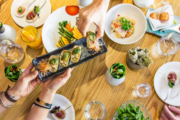 nobu table with food on it