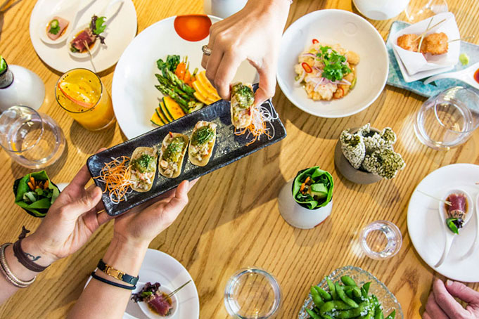 nobu table with food on it