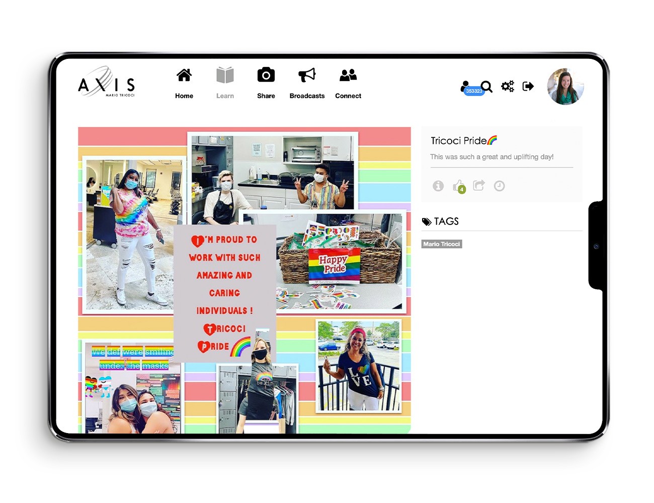 Wisetail LMS client Mario Tricoci uses their LMS to show their support of Pride Month in June.