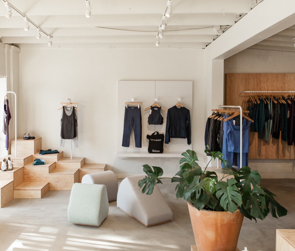 Wisetail LMS client Outdoor Voices vibrant store.