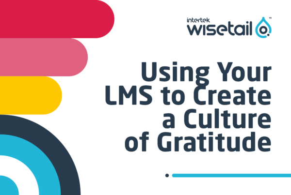 text: Using your LMS to reate a Culture of Gratitude with geometric illustration