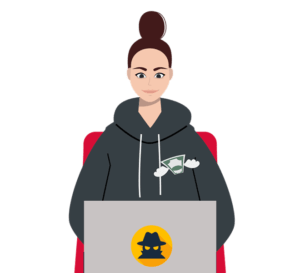 Illustration of a hacker at a computer