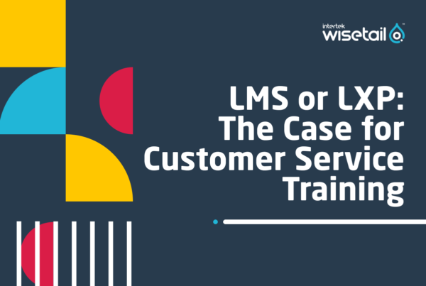 LMS or LXP: The Case for Customer Service Training Cover Photo with Geometric Pattern