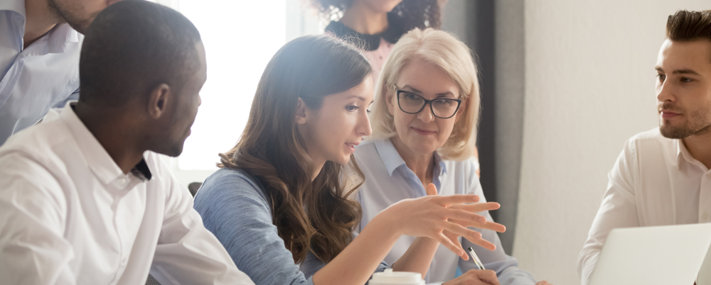 Group of people adapting to change and collaborating as a team.