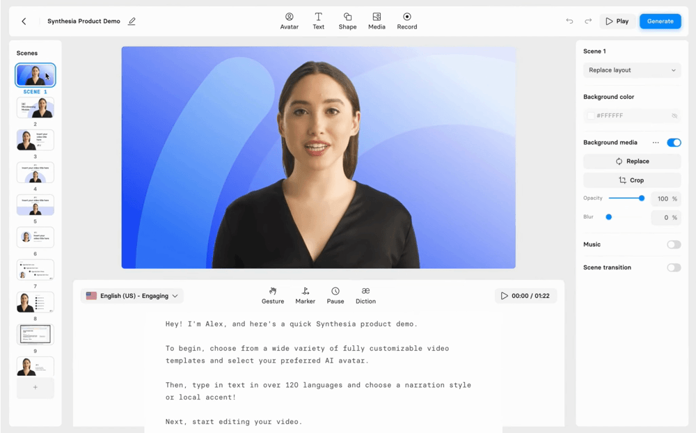 Bagel Brands would then use Synthesia to create videos for learners.