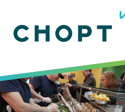 chopt logo with photo of chopt employee and wisetail logo