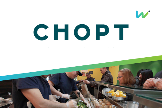 chopt logo with photo of chopt employee and wisetail logo