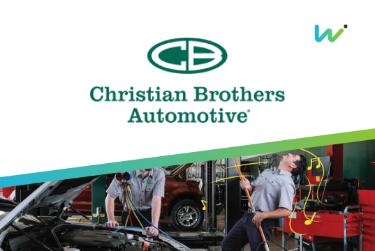 christian brothers logo and photo of two automotive workers with wisetail logo