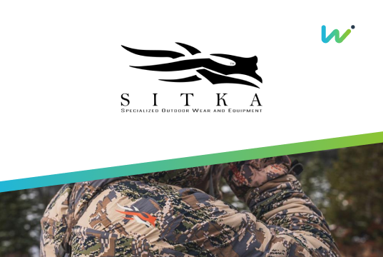 sitka logo with photo of camouflage gear and wisetail logo