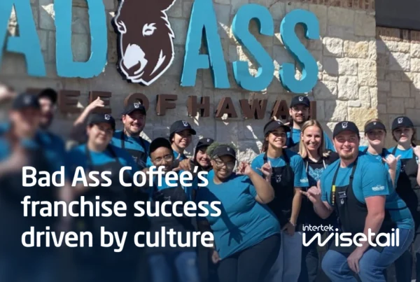 Torchy’s Tacos employees participate in team training with text reading “Torchy’s 98% training completion rate”